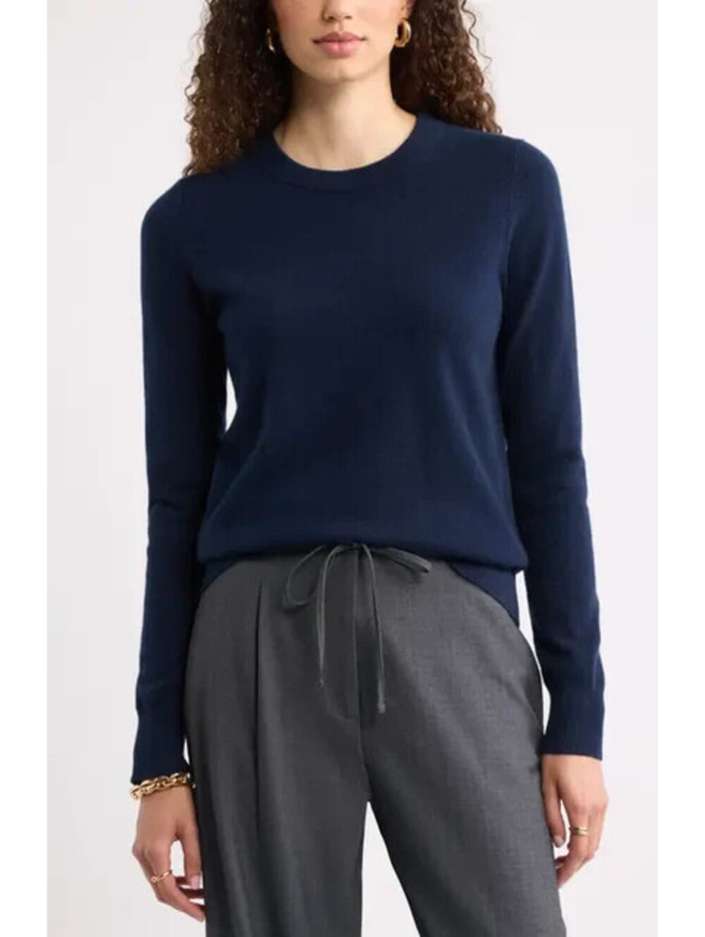 NEW, Nordstrom Crew Neck Cashmere Sweater in Navy Size M #S7716